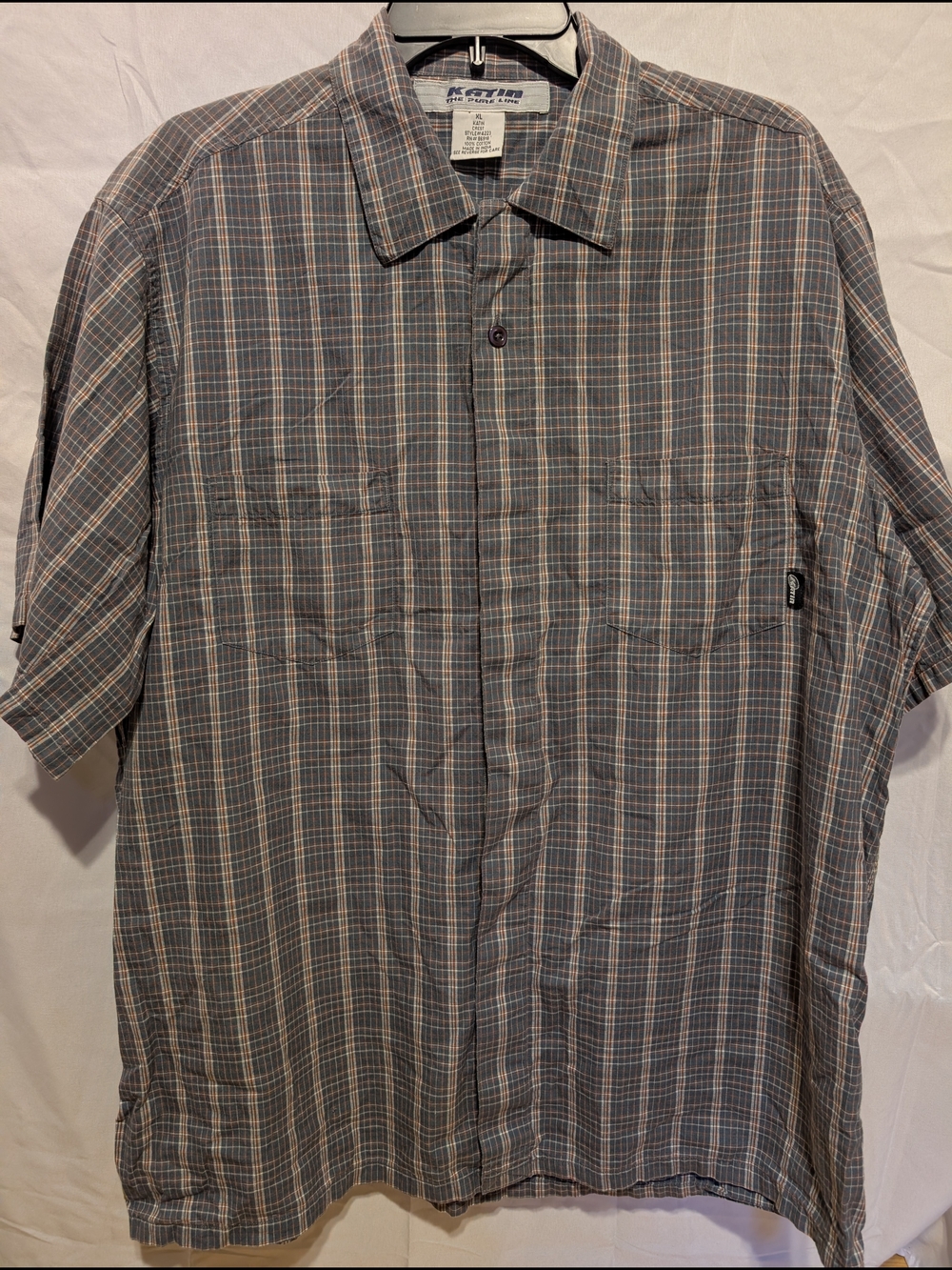 Katin Gray Plaid Short Sleeve Button-Up Shirt